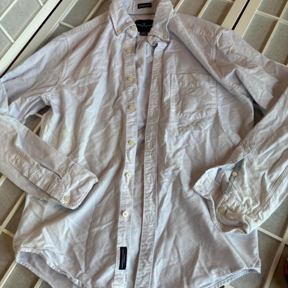 VTG frost blue basic button-up shirt‎ American Eagle size small Classic Fit
